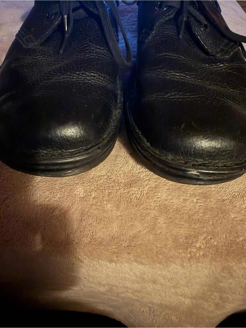Dr. Martens Black Textured Leather Hampshire Industrial line Shoes, Size 9